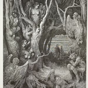 Dore, Divine Comedy, Harpies' Wood, Suicides, Print, Bookplate, ~ 240707-WH 292